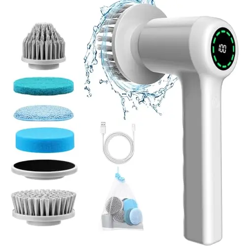 Elektrische Reinigungsbürste mit LED-Anzeige, Handheld Spin Scrubber für Bad, Haushalt, Böden und Küche