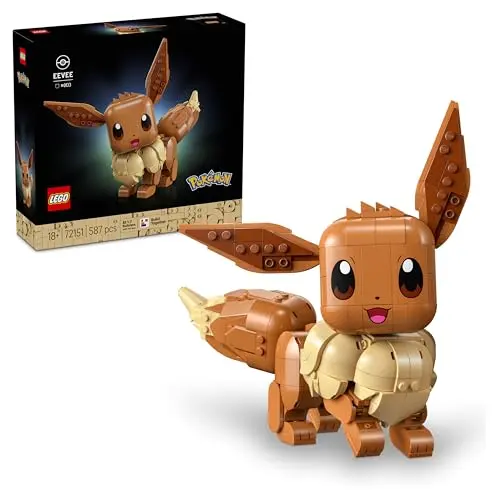 LEGO Pokémon Evoli Figur – Anime Modellbau mit beweglichen Gliedmaßen, Ohren und Schwanz – Geschenkidee für Gaming Fans – 72151