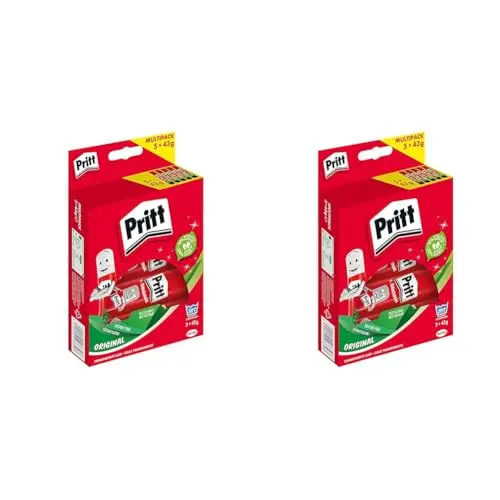 Pritt Klebestift, kindgerechter Bastelkleber für Schule & Büro, 5x43g