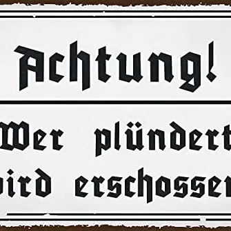 DekoDrom® Warnschild für Diebe – ACHTUNG! Plünderer werden erschossen – 20x30 cm für Wand & Tür