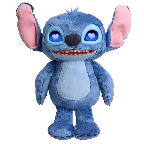 Just Play Disney Stitch interaktives Plüschtier, 34,3 cm, viele Soundeffekte, ausdrucksvolle LCD-Augen, ab 3 Jahren