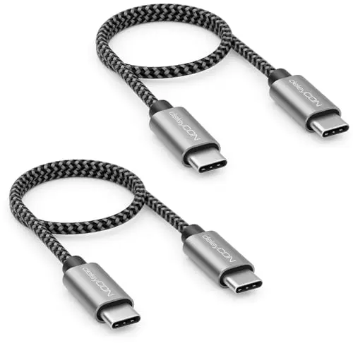 deleyCON 2x 30cm USB C Kabel PD3.0 60W für iPhone 15/16/17 Pro Max, Galaxy S22/S23/S24/S25, iPad Pro, MacBook Air, Switch, PS5