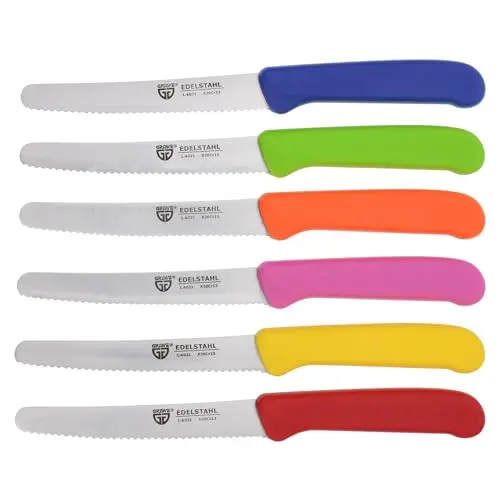 GRÄWE Tafelmesser 6er Set - Brötchenmesser & Frühstücksmesser, 21 cm, bunt