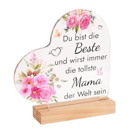 Herzförmige Acryl-Plakette – Geschenk für Mama zum Muttertag
