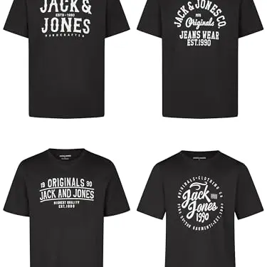 JACK & JONES Herren T-Shirt 4er Set Rundhals Kurzarm Sommer, Größe S, Farbe Pack 5