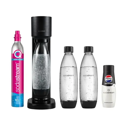 SodaStream GAIA Wassersprudler mit CO2-Zylinder & 3 BPA-freien FUSE Flaschen + Pepsi Zero Sirup 440 ml