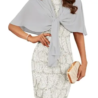 GRACE KARIN V-Ausschnitt Pailletten Cami Kleid Ärmellos Sexy Sommerkleid für Party Cocktail Silber 38