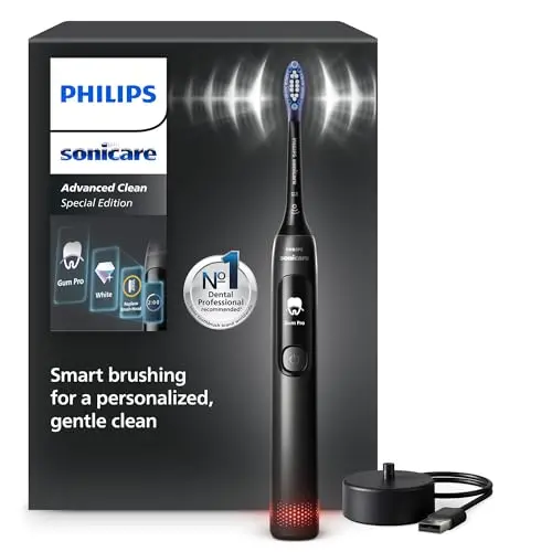 Philips Sonicare AdvancedClean Limited Edition Elektrische Zahnbürste mit Smart Screen, Drucksensor, 5 Putzmodi und Timer, Schwarz