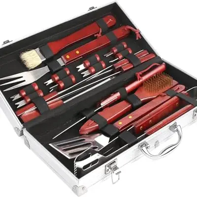 MAMIZO 18-teiliges BBQ Grillbesteck Set aus Edelstahl – Perfektes Geschenk für Männer, ideal für Garten und Camping