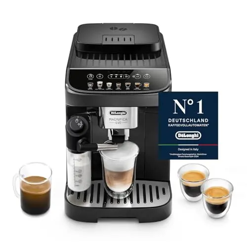 De’Longhi Magnifica Evo - Kaffeevollautomat mit LatteCrema-Milchaufschäumer, 7 One-Touch-Getränke, Schwarz