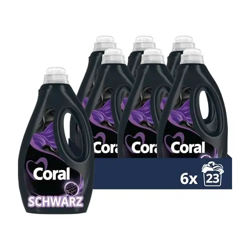 Coral Colorwaschmittel Black Velvet, Flüssigwaschmittel für intensives Schwarz, 1,15 Liter, 6 Stück