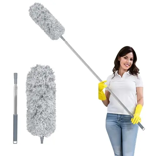 Fogray Teleskopstaubwedel, Waschtrockner bis 237 cm, verstellbarer Staubfänger für hohe Decken und Deckenventilatoren, Grau