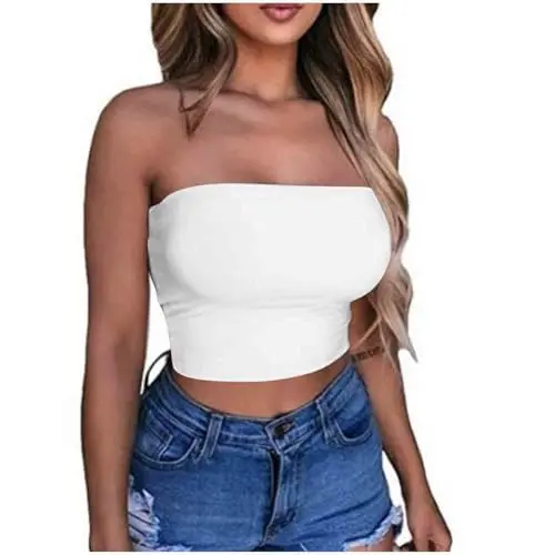 AmazonBasics Bandeau Crop Top Damen Sommer Off-Shoulder Bauchfrei