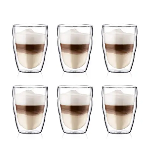BODUM Pilatus Set mit 6 transparenten Thermo-Gläsern (25 cl)