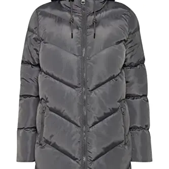 OXMO Naara Damen Wintermantel mit hochabschließendem Kragen, Größe M, Farbe Iron Gate