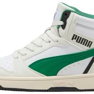 Puma Kinder Rebound V6 Mid JrSneaker, Vapor Grau/Archivgrün, Weiß, Gr. 36 EU