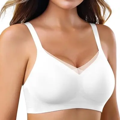 As Fairy Damen Ohne Bügel Push Up BH Nahtloser Bralette Komfort Weiß XL