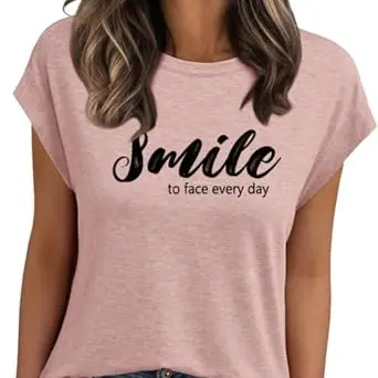 Teesho Damen T-Shirt Kurzarm Sommer Casual Tunika (rosa, L)