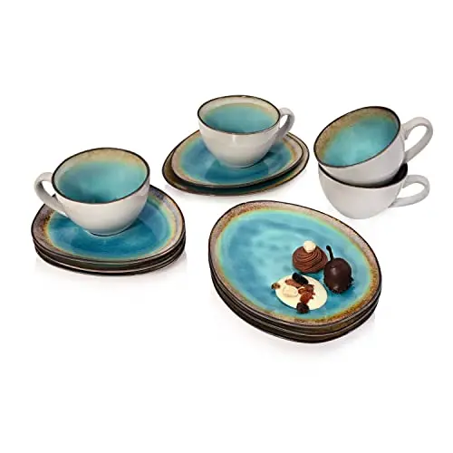 Sänger Kaffeeservice Capri, 12-teiliges Set für 4 Personen, Kaffeetassen und Untersetzer, PREMIUM COLLECTION
