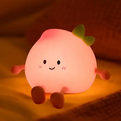 Yiliaw Peach Nachtlicht für Kinder, USB Aufladbar, Dimmbar – Süßes Pfirsich Design, Schlafhilfe und Stilllicht