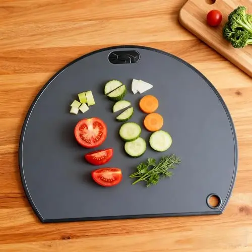 Vninkul TPU Schneidebrett 36x30cm - Flexibles Küchenbrett für Fleisch, Brot und Obst (Schwarz)