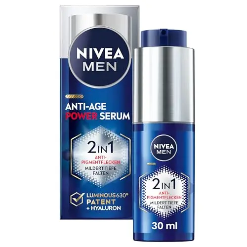 NIVEA MEN Anti-Age 2in1 Power Serum für Männer, Gesichtspflege mit Hyaluron gegen Altersflecken (30 ml)