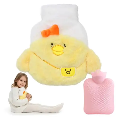 Wärmflasche mit Kuschelbezug im niedlichen Welpenmuster - Auslaufsicher für Kinder & Erwachsene