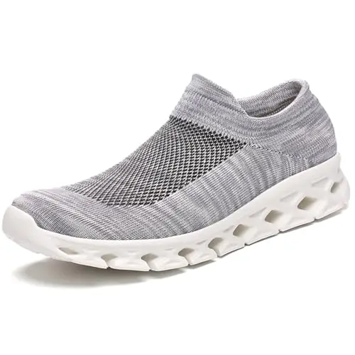 FLARUT Slip-On Sneakers für Herren und Damen - Atmungsaktive Freizeitschuhe (Hellgrau, 38)