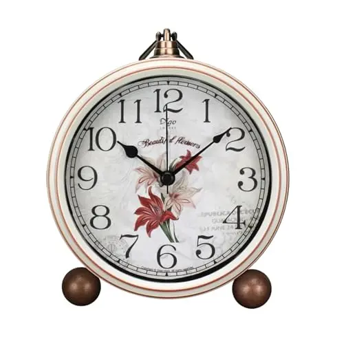 Justup Wecker, Stille Vintage Uhr mit Metallrahmen für Büro, Wohnzimmer oder Schlafzimmer