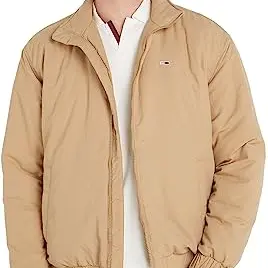Tommy Jeans Herren Windbreaker Jacke Essential, Stehkragen, Beige, 5XL