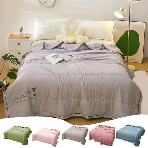 Kühlende Decke 110x150 cm - Leichte Sommerdecke für Bett und Sofa, Selbstkühlend, Grau