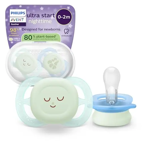 Philips Avent Ultra Start Schnuller – Leuchtet im Dunkeln, kiefergerecht, für Neugeborene, BPA-frei, 2er-Pack
