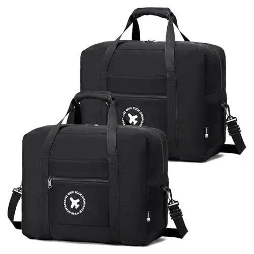 BAGROUPS 2X Easyjet Handgepäck Tasche 45x36x20 - Faltbare, wasserdichte Sporttasche für Reisen, Schwarz