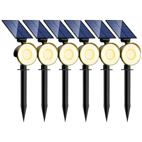 nipify Solarlampen für den Garten, 6 Stück, IP65 wasserdicht, 3 Helligkeit, warmweiß, Außenleuchten für Wege und Wände