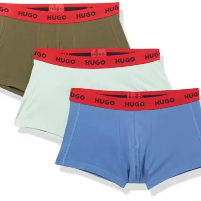 HUGO Herren 3er-Pack Stretch-Shorts Badehose, Mint/Armee/Blau, Größe S