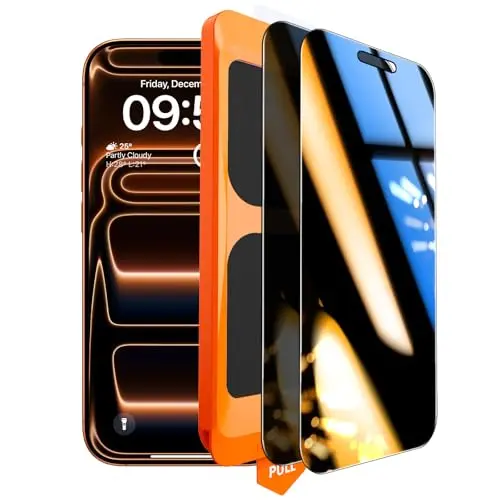 TOCOL Panzerglas Sichtschutz für iPhone 17 Pro, 6,3 Zoll, Full Screen, 9H Stoßfest, Kratzfest, Anti-Fingerabdruck, 2 Stück