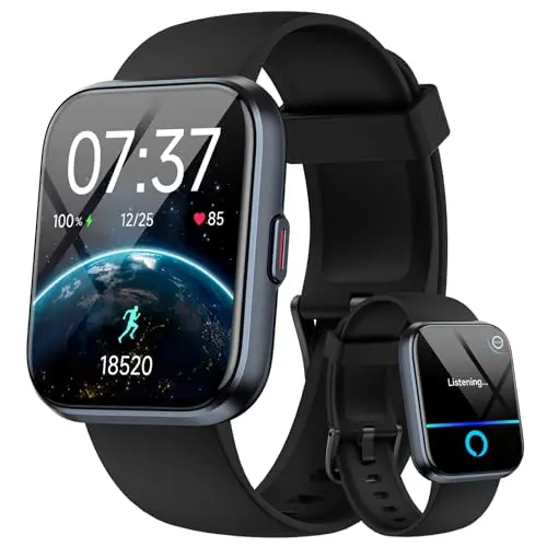 Smartwatch für Herren und Damen, 1.85" mit Telefon, WhatsApp, Herzfrequenz, Schlafmonitor, 10 Tage Akku, wasserdicht, kompatibel mit Samsung, iOS und Android