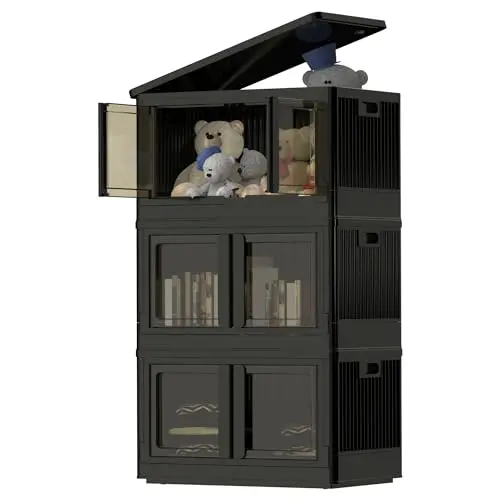 FLEXISPOT Faltbare Aufbewahrungsbox, stapelbar, 32L, Schwarz