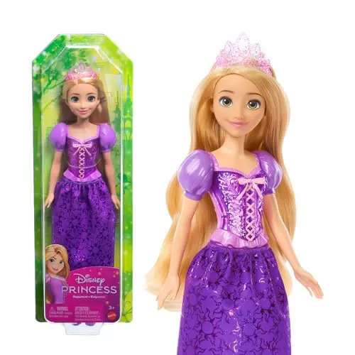 Mattel Disney Rapunzel Puppe, lange Haare zum Frisieren, beweglich, abnehmbare Schuhe, ab 3 Jahren