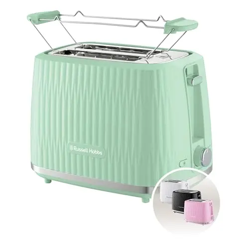 Russell Hobbs Eden Toaster für 2 Scheiben mit 6 Bräunungsstufen, Hebefunktion und Brötchenaufsatz