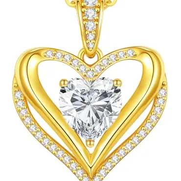 CDE Moissanite Anhänger Kette Damen Silber 925, Doppel Herz Halskette, Schmuck Geschenke für Frauen zu Weihnachten, Valentinstag, Geburtstag