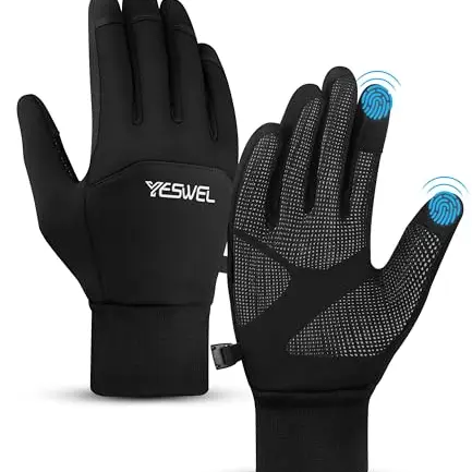 YESWEL Winter Fahrradhandschuhe für Herren & Damen, wasserdicht, touchfähig, schwarz, Größe M