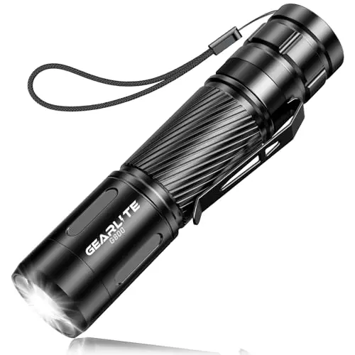 GEARLITE Taschenlampe LED, Aufladbar & Superhell, mit 3 Lichtmodi, IP65 Wasserdicht, Ideal für Camping & Outdoor