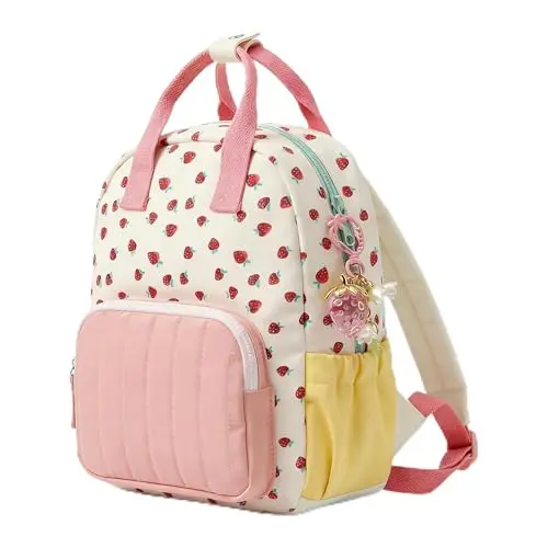 Vninkul Mädchen Kinderrucksack Rosa mit Erdbeere für 3-6 Jahre – Ideal für Kindergarten und Vorschule