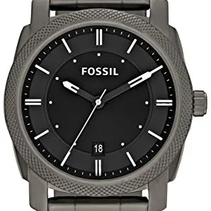 Fossil Herren Uhr, Quarz, Edelstahl- oder Lederarmband, Dunkelgrau, 42 mm
