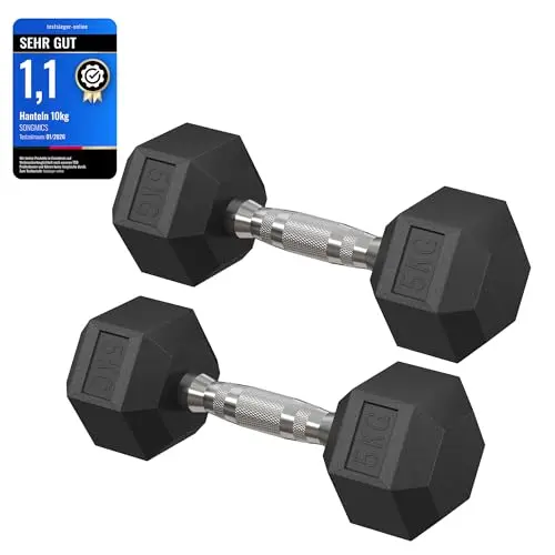 SONGMICS Hantelset 2er Set, 10 kg Kurzhanteln für Workout und Fitnesstraining in Tintenschwarz