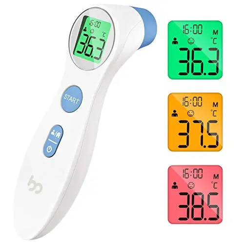 Kontaktloses Infrarot Fieberthermometer für Babys und Erwachsene mit Fieberalarm, Weiß