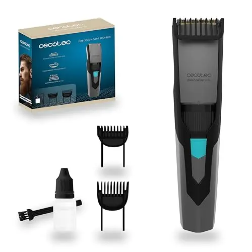 Cecotec Kabelloser Bartschneider PrecisionCare Barber - Akku-Bartrasierer mit Edelstahlklingen, Kamm 1-20 mm, 1 Std. Akkulaufzeit