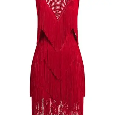 EFOGEP Damen Fransenkleid 1920er Jahre Salsa Tanzkleid mit Strass