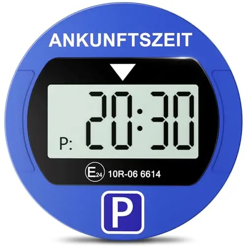 Warmfay® Elektronische Parkscheibe mit Nachtparkmodus und 2 Displays (Blau)